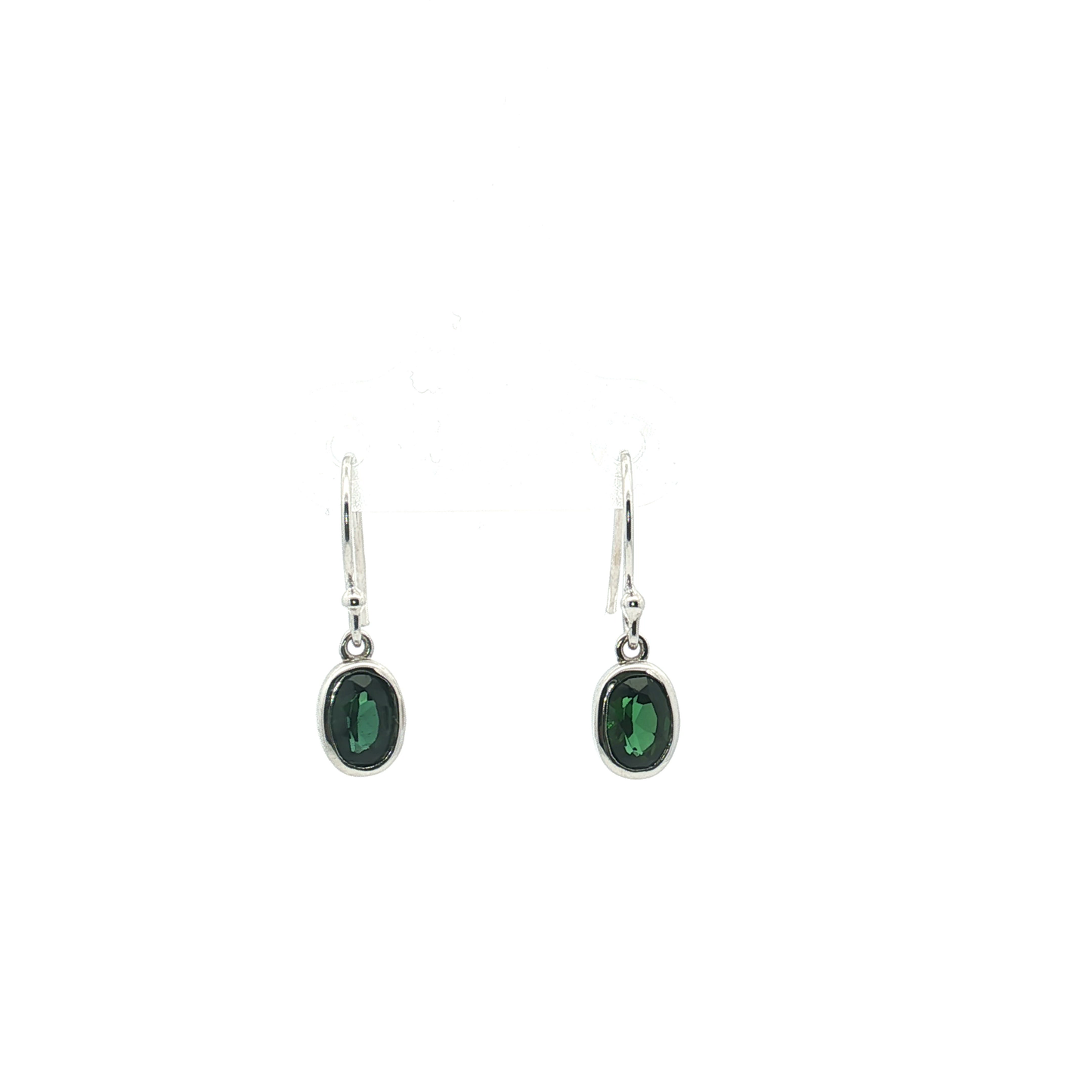 Oval Green Tourmaline Bezel Earrings