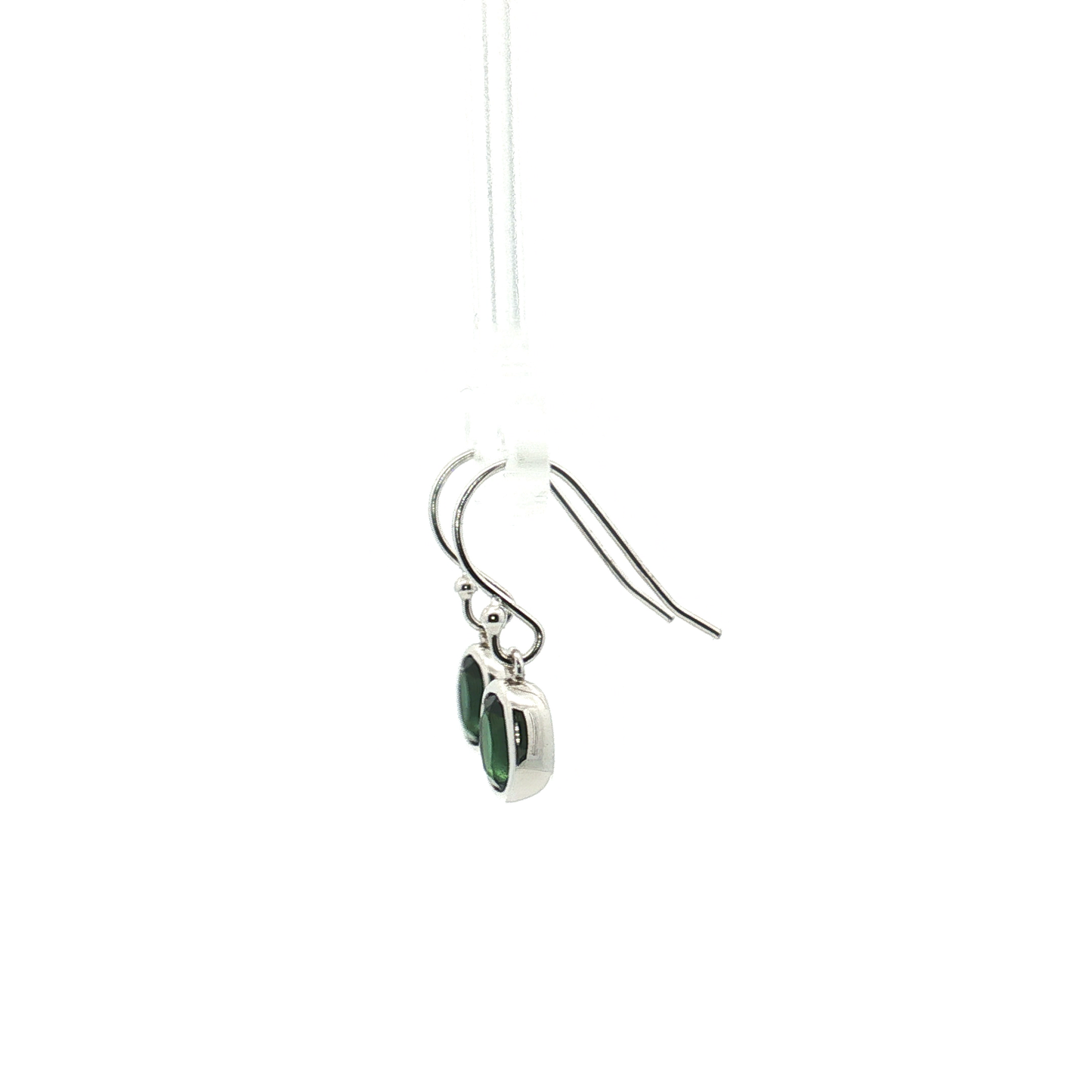 Oval Green Tourmaline Bezel Earrings
