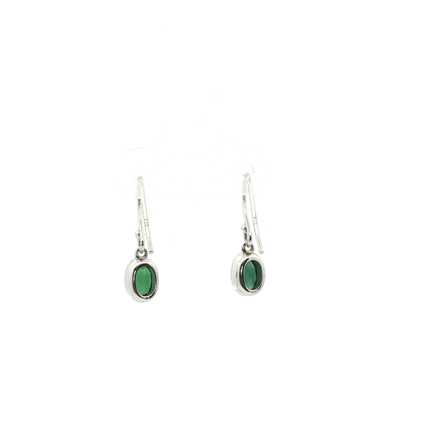 Oval Green Tourmaline Bezel Earrings