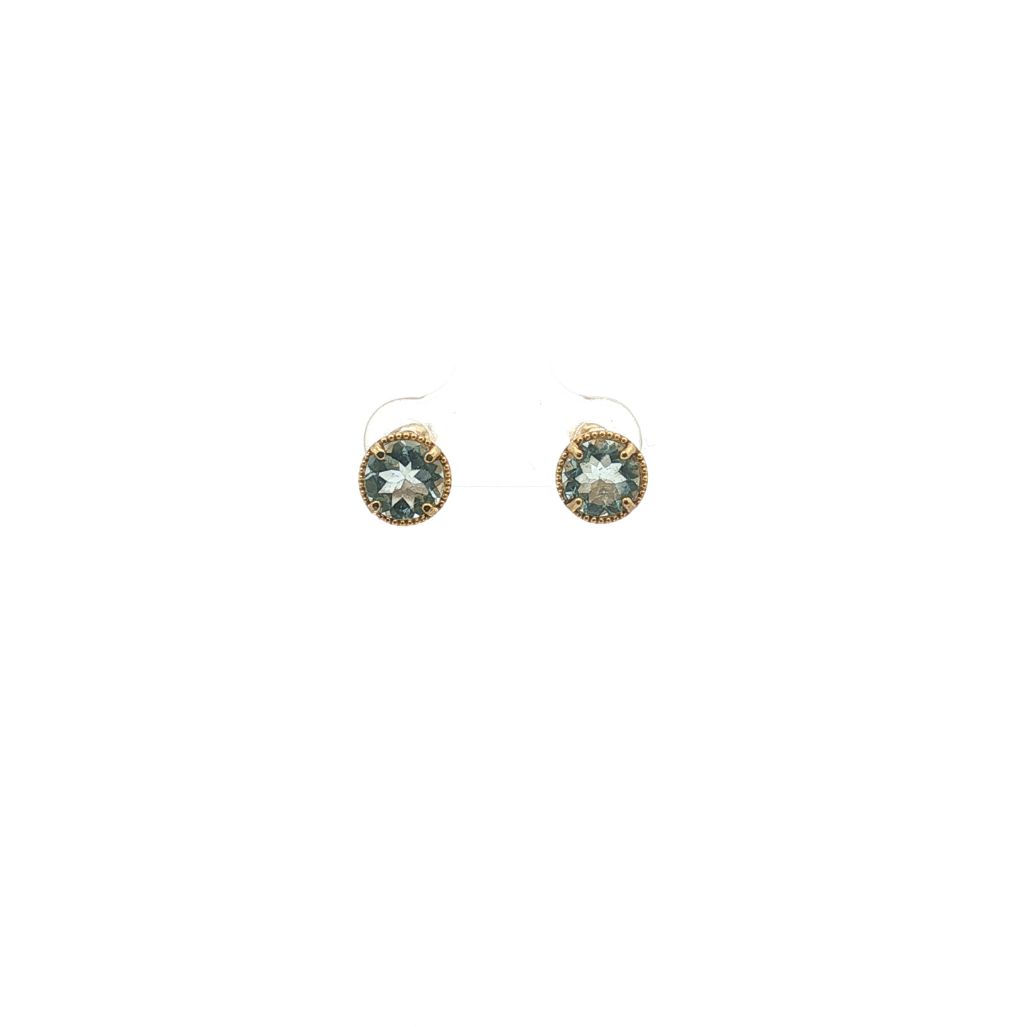 Sterling Silver and Gold Vermeil Stud Earrings with Round Aquamarine