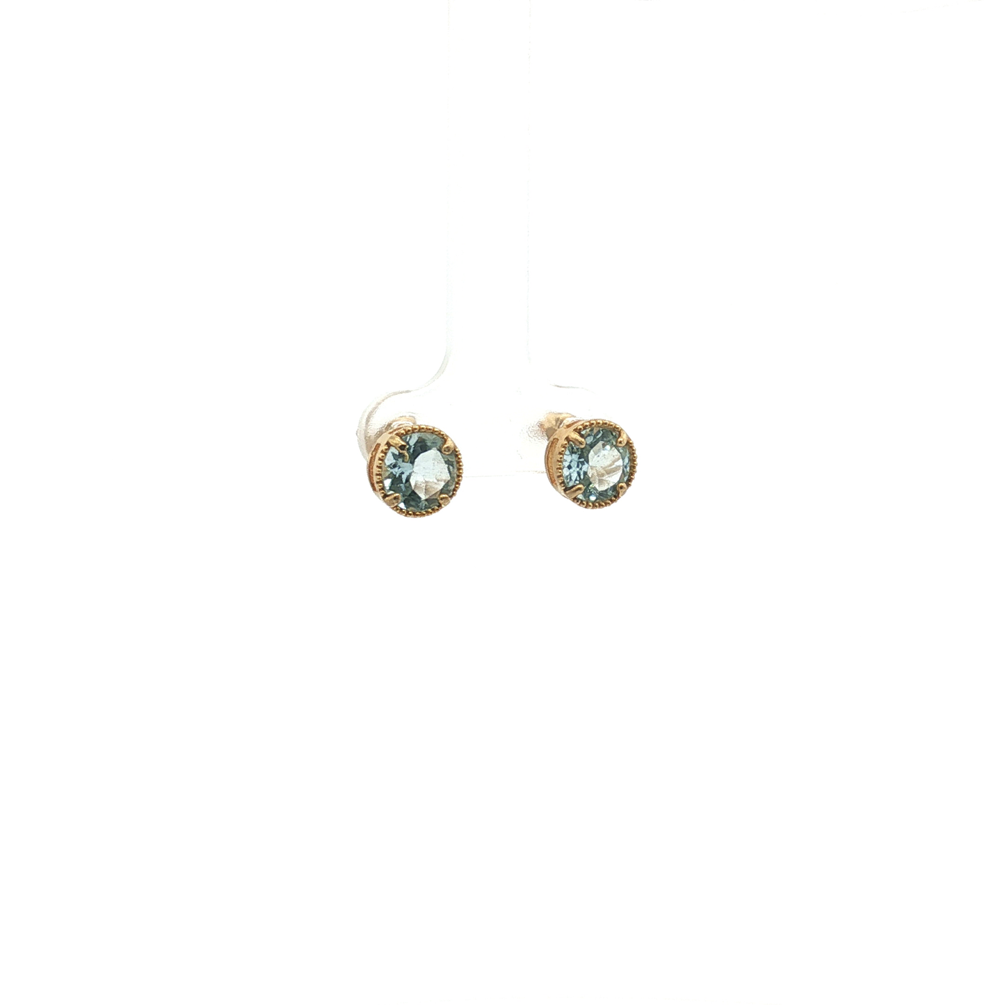 Sterling Silver and Gold Vermeil Stud Earrings with Round Aquamarine