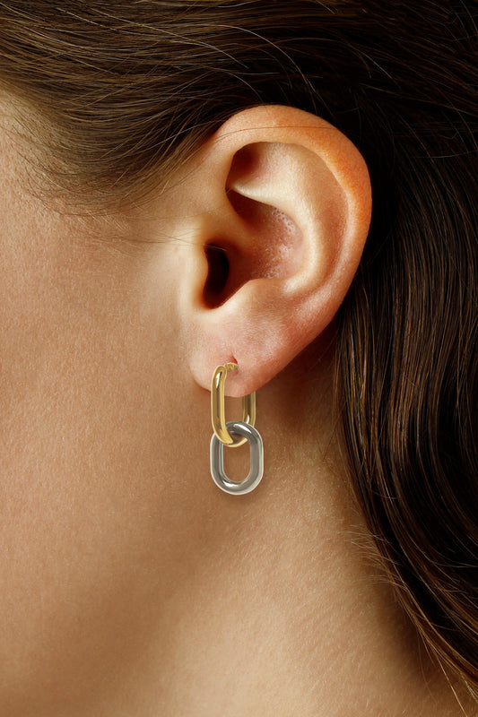 Two-Tone Interlocking Oval Earrings
