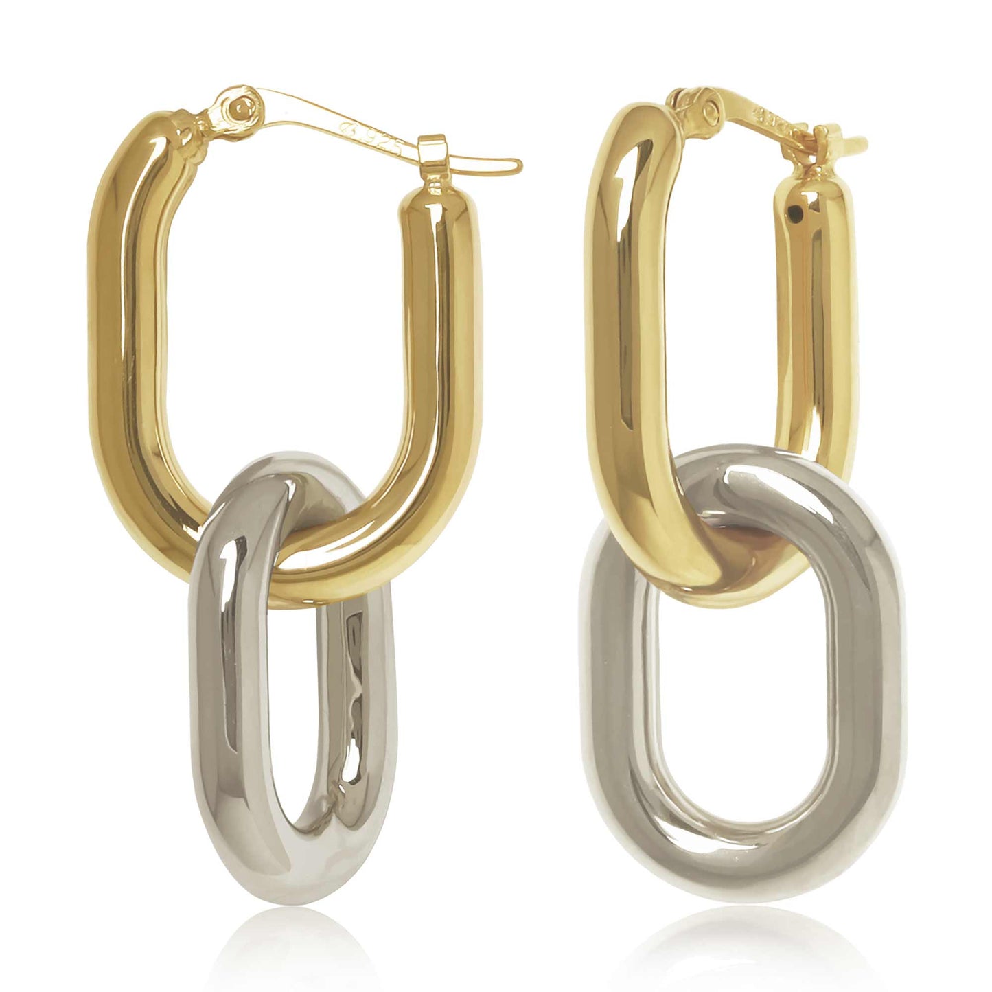 Two-Tone Interlocking Oval Earrings