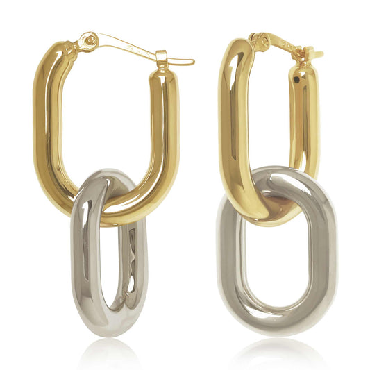 Two-Tone Interlocking Oval Earrings