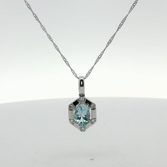 Aquamarine and Diamond Necklace