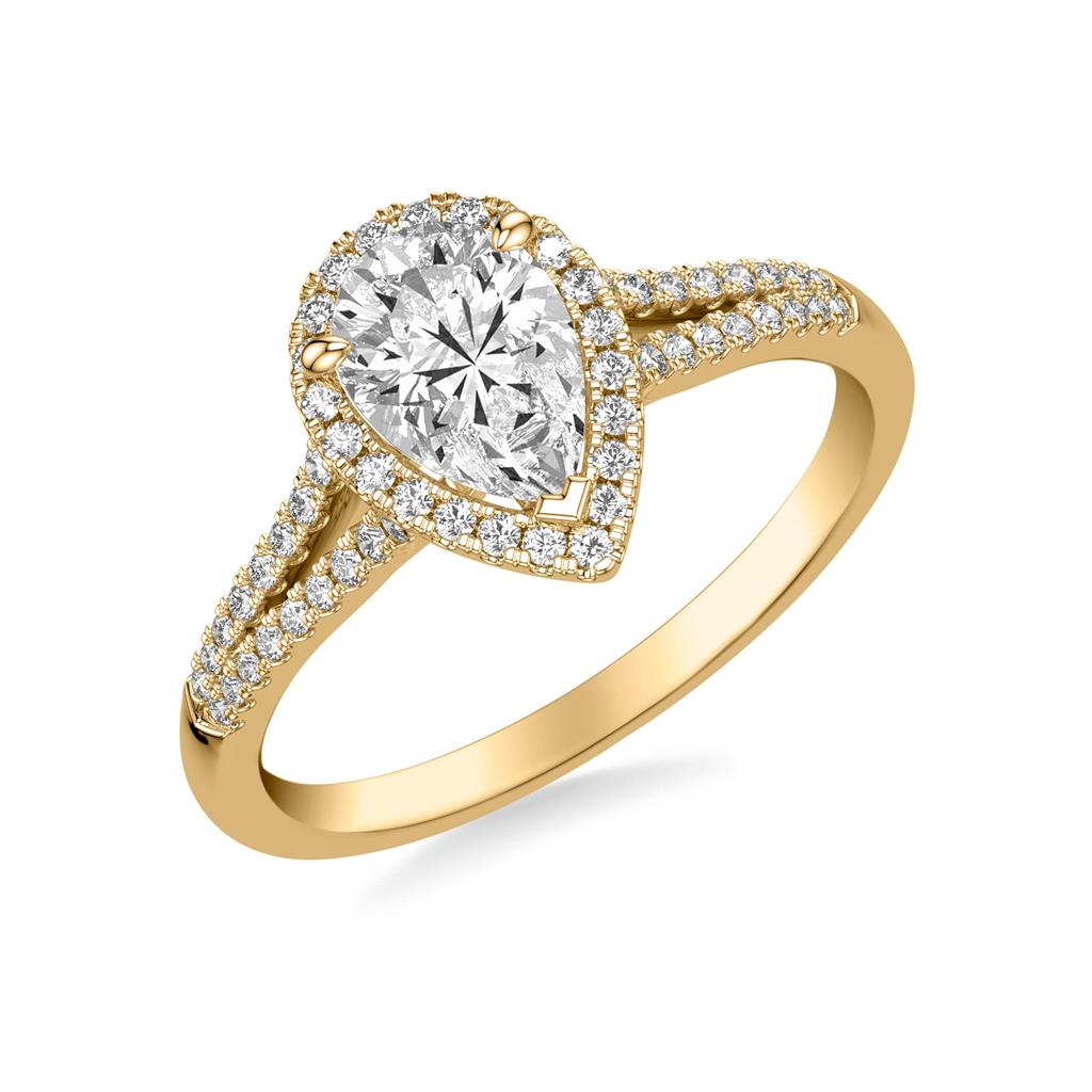 Classic Pear Diamond Halo Semi-Mount