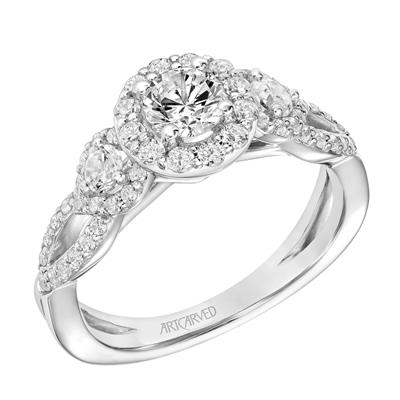 Contemporary Halo Engagement Ring