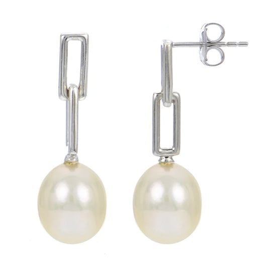 Pearl Paperclip Earrings