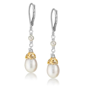 Double Pearl Drop Earrings