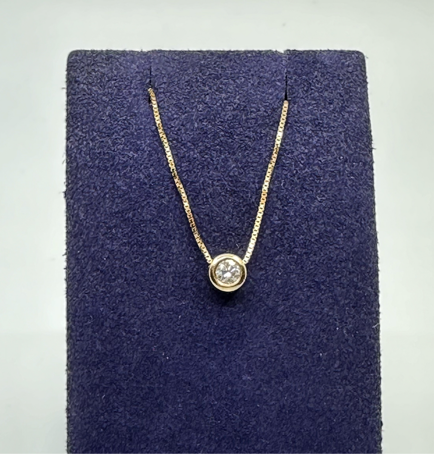 Solitaire Bezel Set Diamond Pendant .25ct and 14K Gold