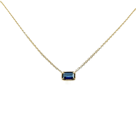 East-West Emerald Cut Sapphire Necklace
