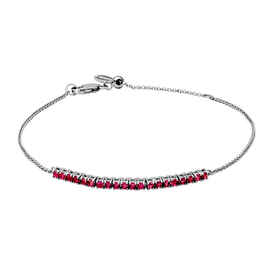 S/S GENUINE RUBY 2MM ADJUSTABLE BRACELET