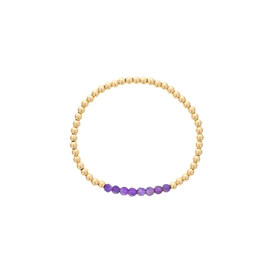 Amethyst and Gold Filled Beads Bar Bracelet