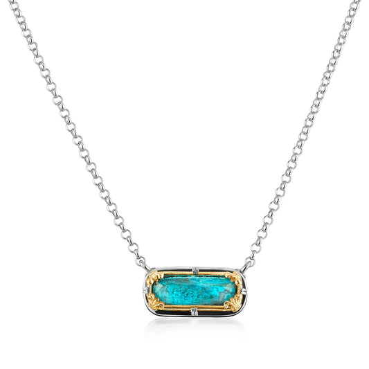 East-West Chrysocolla Doublet Necklace