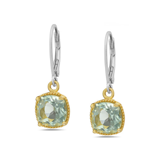 Green Amethyst Dangle Earrings