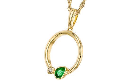 Pear-Cut Emerald Circle Pendant