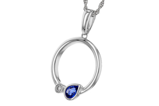 Pear Sapphire Circle Pendant