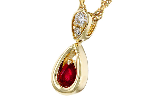 Ruby and Diamond Teardrop Pendant