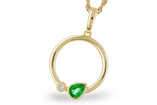Pear-Cut Emerald Circle Pendant