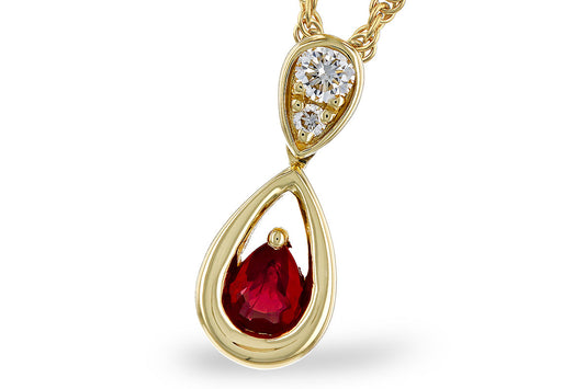 Ruby and Diamond Teardrop Pendant