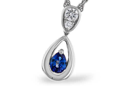 Sapphire and Diamond Teardrop Pendant