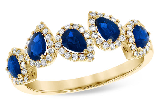 Sapphire and Diamond Teardrop Ring