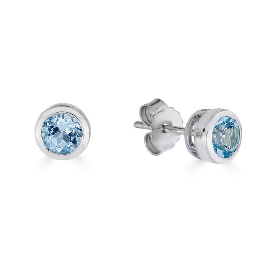 Bezel-Set Blue Topaz Earrings