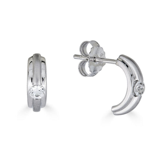 White Topaz Hoop Post Earrings