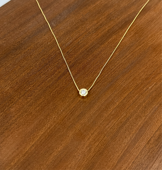 Solitaire Bezel Set Diamond Pendant .25ct and 14K Gold