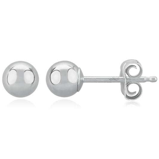 White Gold Ball Stud Earrings