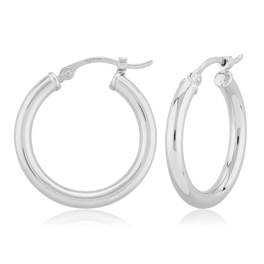 14K Gold Tube Hoops - 20mm