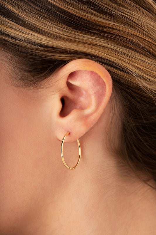 Yellow Gold Tube Hoops - 1.5X20MM