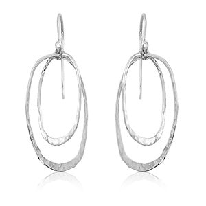 Dual-Oval Hammered Earrings