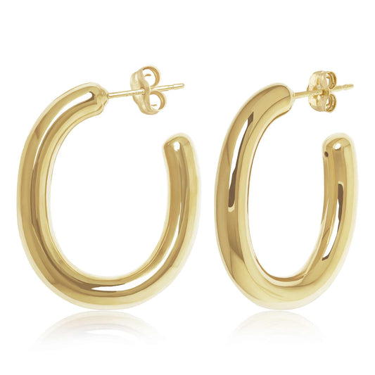 Oval "J" Hoop Tube Earrings