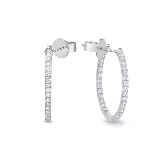 Image 1 of Round Shared Prong Diamond Hoops 1ctw approx.
