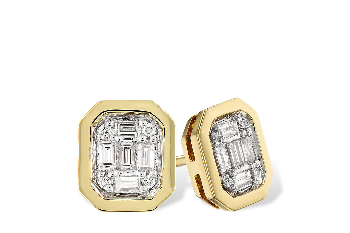 Diamond Bezel Stud Earrings
