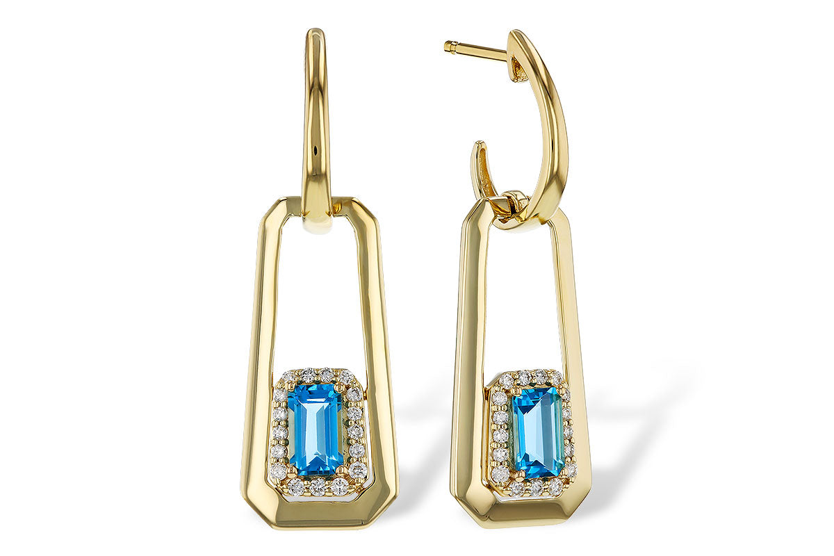 Blue Topaz and Diamond Drop Earrings