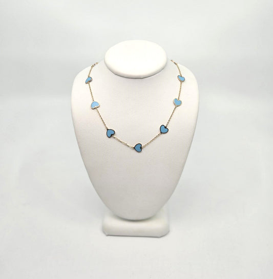 Enamel Heart Station Necklace