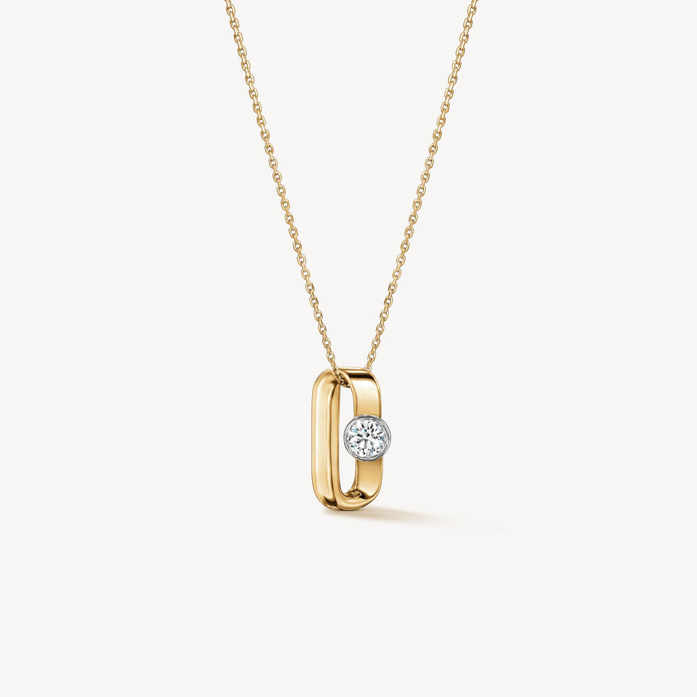 Inside/Out Two-Tone Single Diamond Pendant