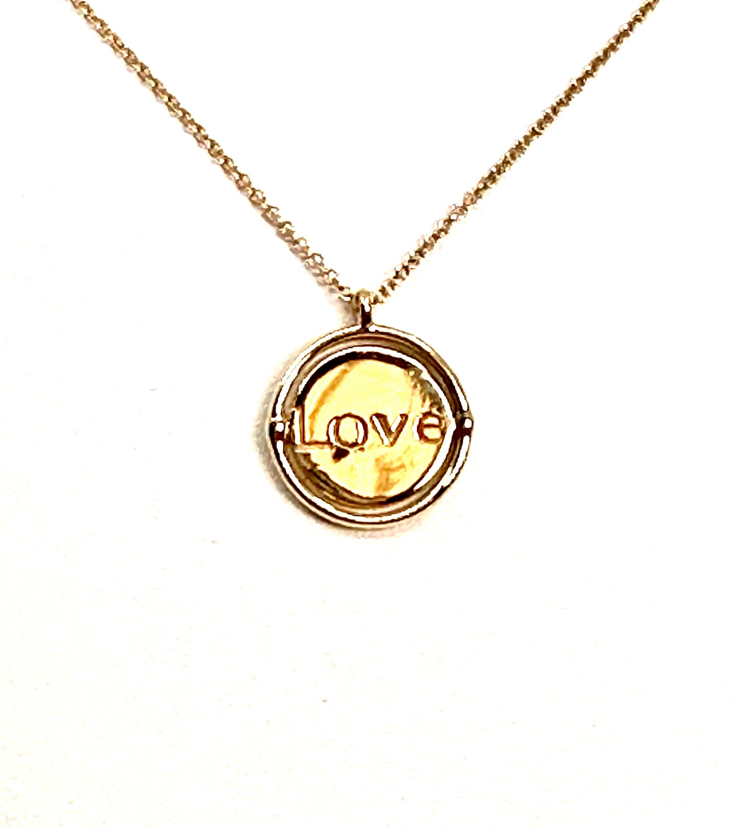 Diamond Pave Circle "Love" Pendant