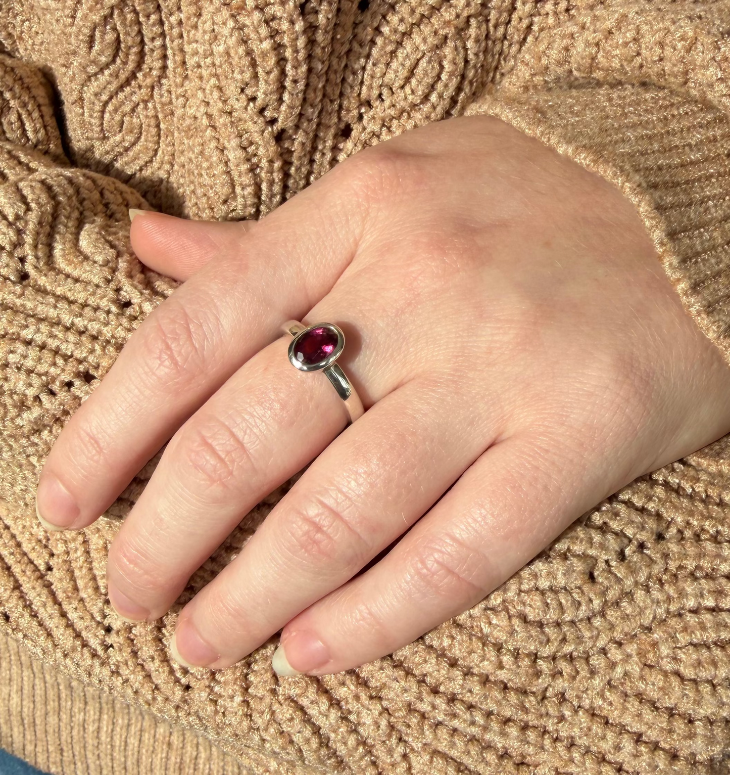 Oval Pink Tourmaline Sterling Silver Ring