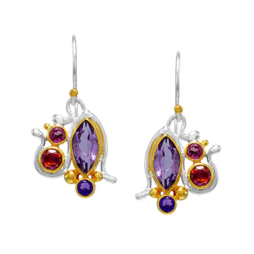 African Amethyst and Rhodolite Garnet Earrings