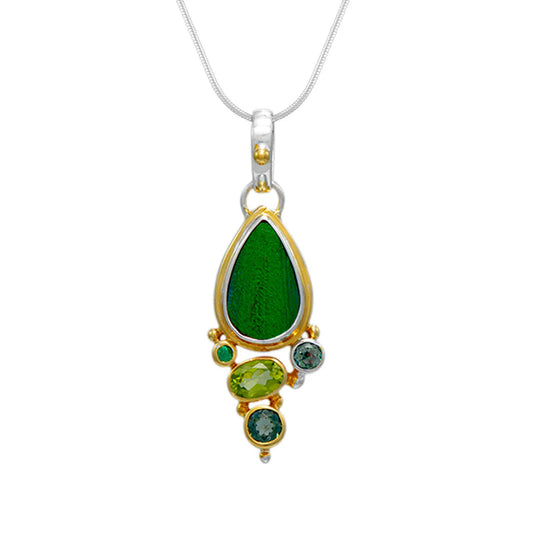 Beetle Wing Cluster Pendant