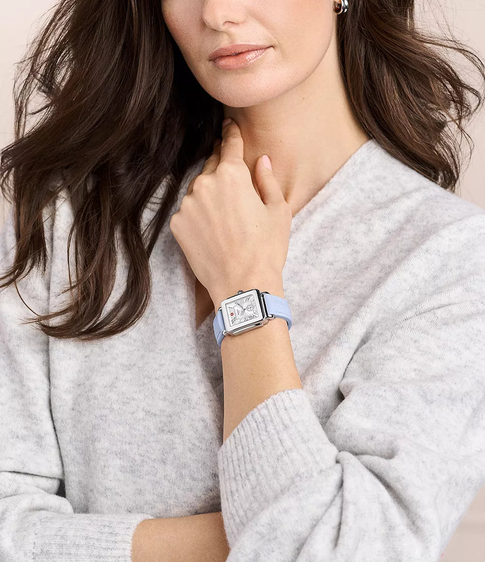 Deco Sport Mid Stainless Steel Pastel Blue Silicone Watch