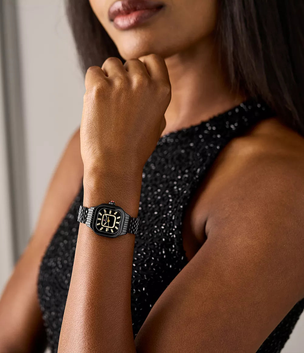 Meggie Three-Hand Black Stainless Steel Watch