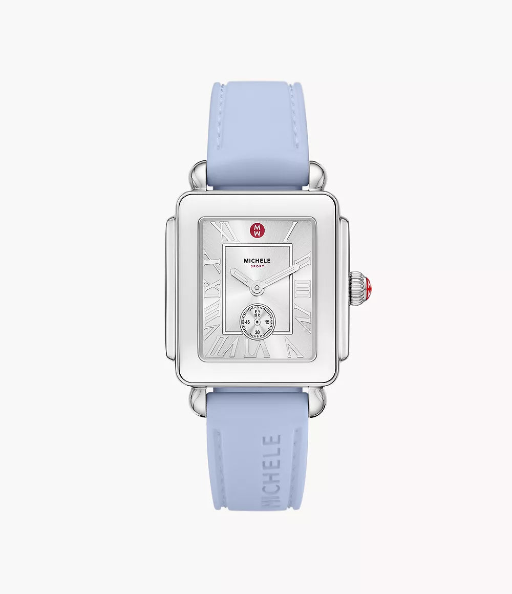 Deco Sport Mid Stainless Steel Pastel Blue Silicone Watch
