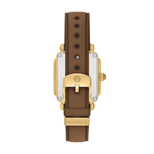 Deco Sport Mid Gold-Tone Brown Silicone Watch