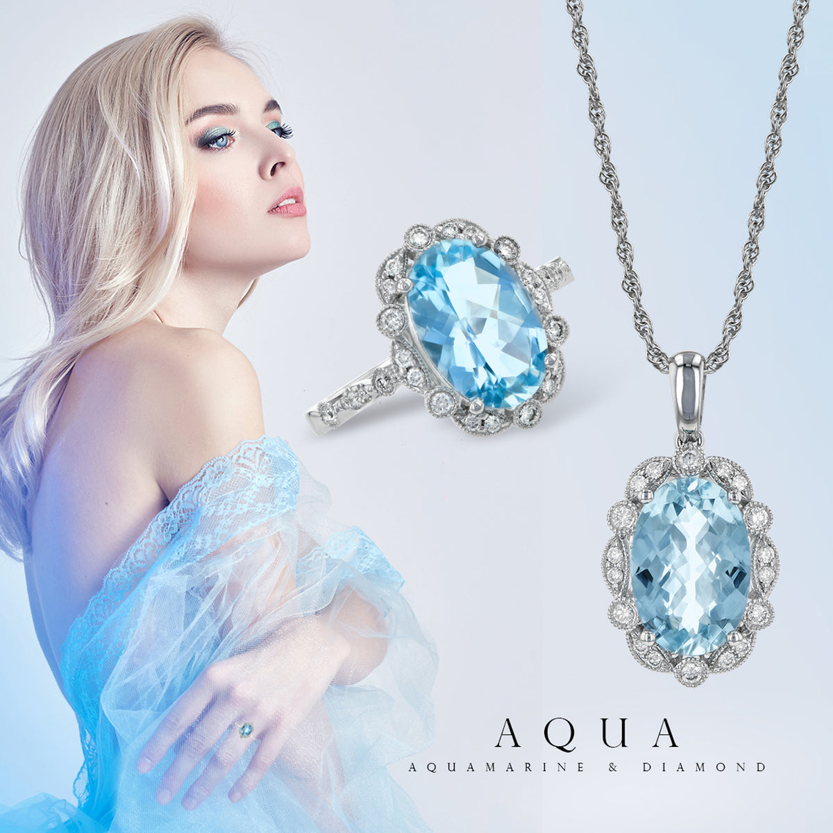 Aquamarine and Diamond Necklace