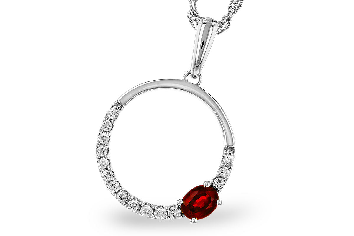 Circle Pendant Necklace with Emerald and Diamonds
