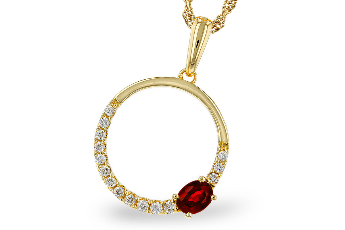 Circle Pendant Necklace with Emerald and Diamonds